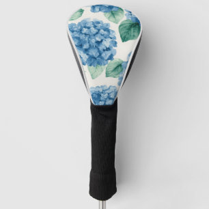 Hydrangea Blues Floral Watercolor Botanical Blooms Golf Head Cover
