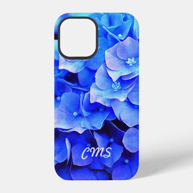 Hydrangea Blues Personalised iPhone Case (Back)