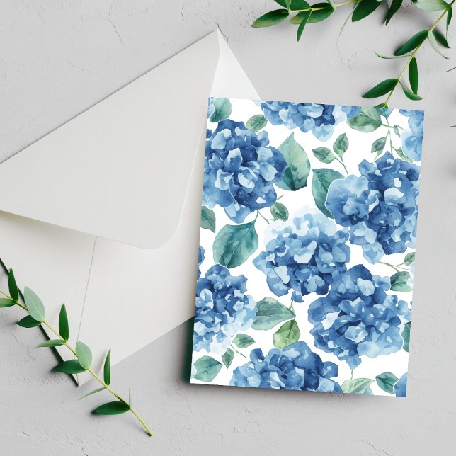 Hydrangea Blues | Watercolor Blooms Flower Card (Creator Uploaded)