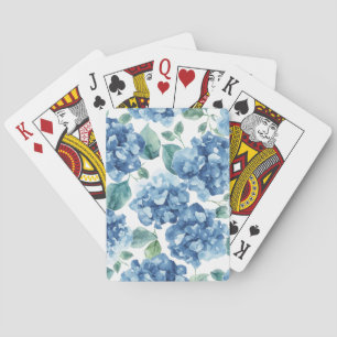 Hydrangea Blues   Watercolor Blooms Flower Pattern Playing Cards