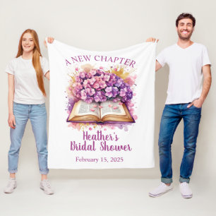 Hydrangea Book Theme Bridal Shower Fleece Blanket