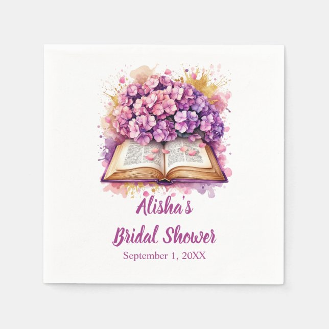 Hydrangea Book Theme  Napkin (Front)
