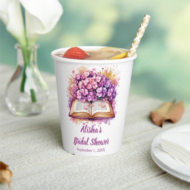 Hydrangea Book Theme  Paper Cups (Insitu)