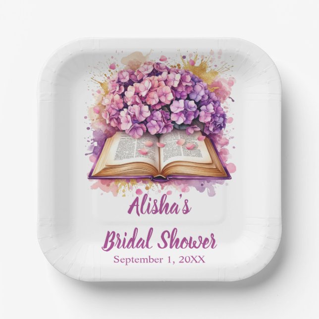 Hydrangea Book Theme  Paper Plate (Front)