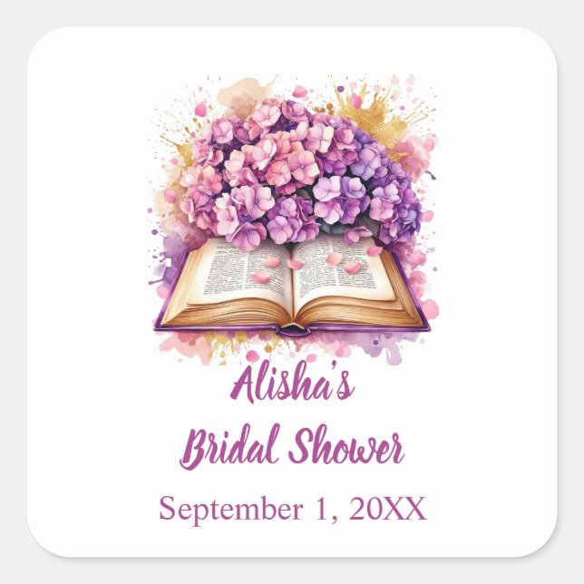 Hydrangea Book Theme  Square Sticker (Front)