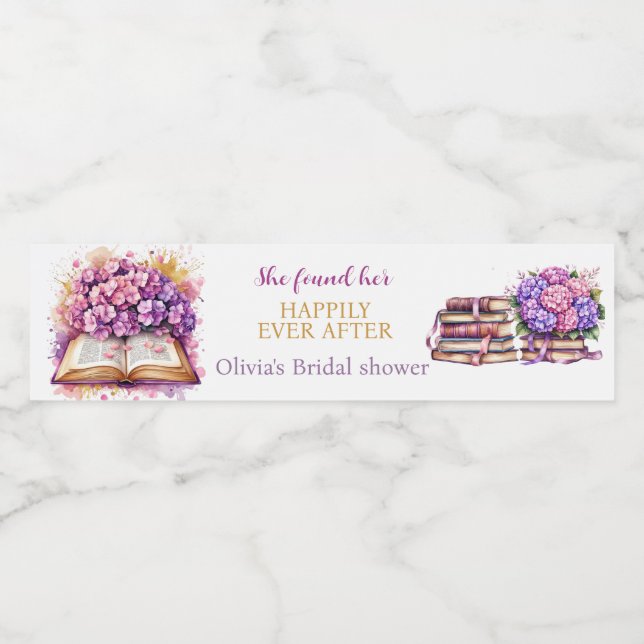 Hydrangea Book Theme  Water Bottle Label (Single Label)