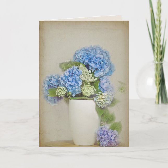 Hydrangea Bouquet In Vase  Card (Front)