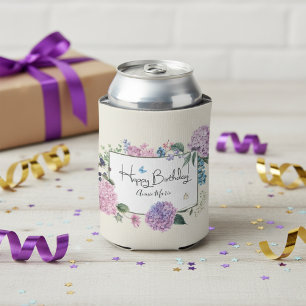 Hydrangea Bouquet Personalised Happy Birthday Can Cooler