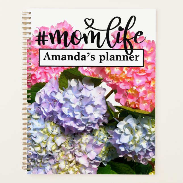 Hydrangea Bouquet, pink purple blue yellow flowers Planner (Front)