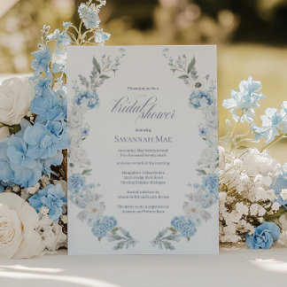 Hydrangea Bridal Shower Invitation | Blue Floral