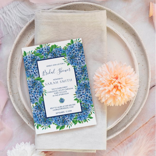 Hydrangea Bridal Shower Invitations With Envelopes (Creator Uploaded)