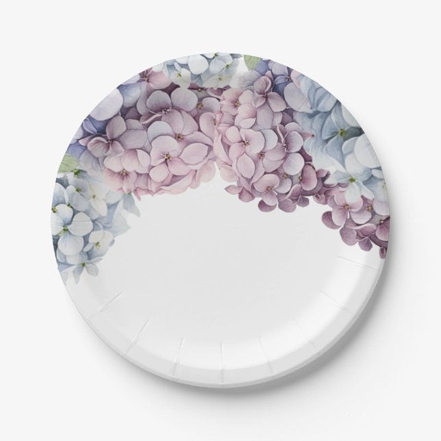 Hydrangea Bridal Shower Paper Plates (Front)