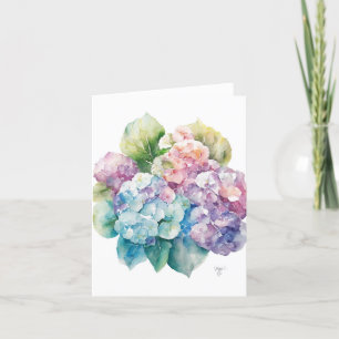 Hydrangea C Portrait In Watercolor & Pen Holiday Card