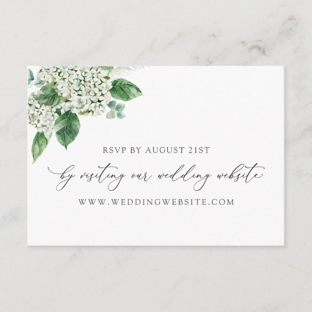 Hydrangea Calligraphy Wedding RSVP Online Card (Front)
