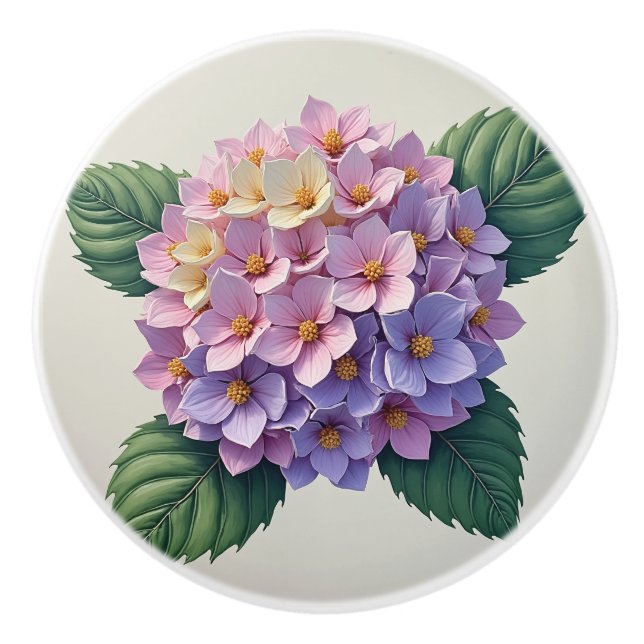 hydrangea ceramic knob (Front)