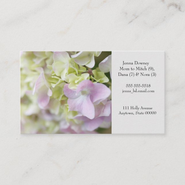Hydrangea closeup Mum Business Card (Front)