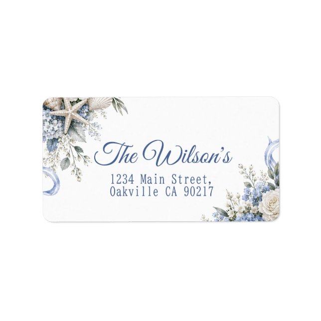 Hydrangea Coastal, Blue Floral Corner Spray Label (Front)