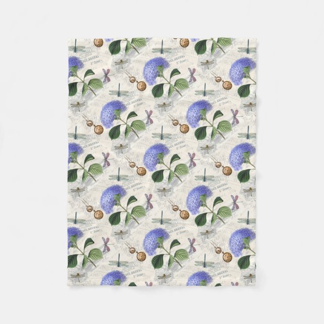 Hydrangea Collage Fleece Blanket (Front)