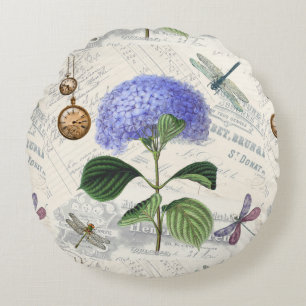 Hydrangea Collage Round Cushion