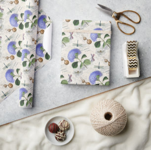 Hydrangea Collage Wrapping Paper