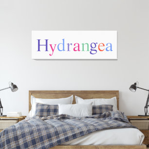 Hydrangea Colourful Text Floral Name Wall Canvas Print
