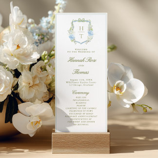 Hydrangea Crest Wedding Program Card