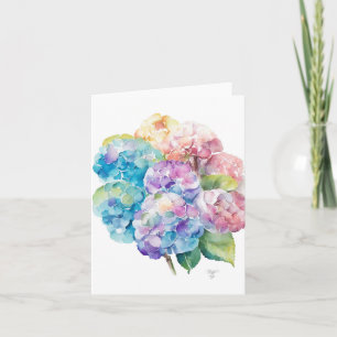 Hydrangea D Portrait In Watercolor & Pen Holiday C Card