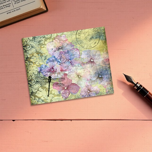 Hydrangea Dragonfly Postmark Ephemera Cardstock (Hydrangea Dragonfly Postmark Ephemera Cardstock)
