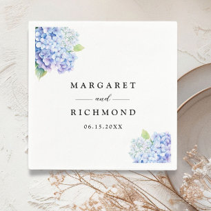 Hydrangea Dusty Blue Floral Wedding Napkin