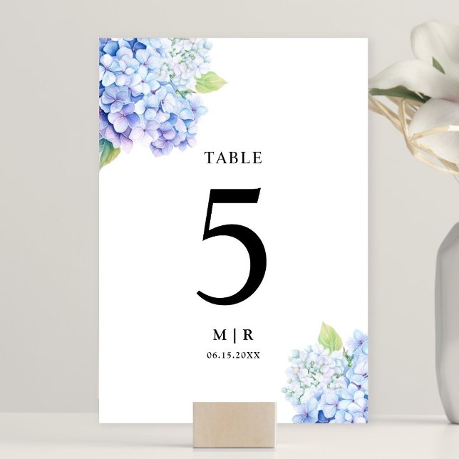 Hydrangea Dusty Blue Floral Wedding Table Table Number (Creator Uploaded)