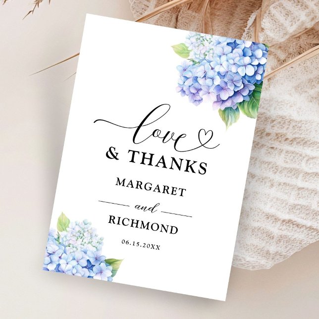 Hydrangea Dusty Blue Floral Wedding Thank You Card (Creator Uploaded)