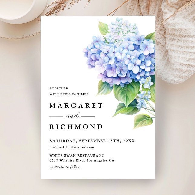 Hydrangea Dusty Blue Watercolor Floral Wedding Invitation (Creator Uploaded)