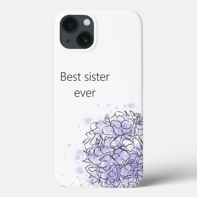 Hydrangea Elegant Blue Personalised Sister Case-Mate iPhone Case (Back)