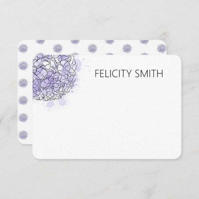 Hydrangea Elegant Personalized Stationery Blue Card (Front/Back)