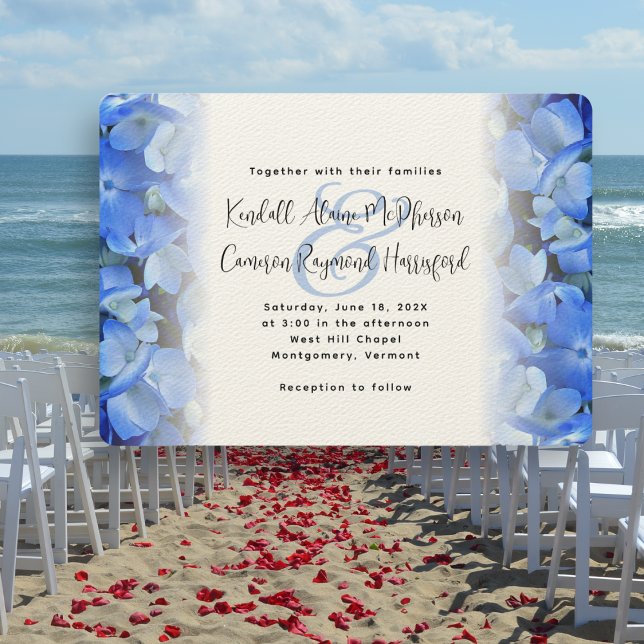 Hydrangea Elegant Wedding Blue Floral 5x7 Invitation (Creator Uploaded)