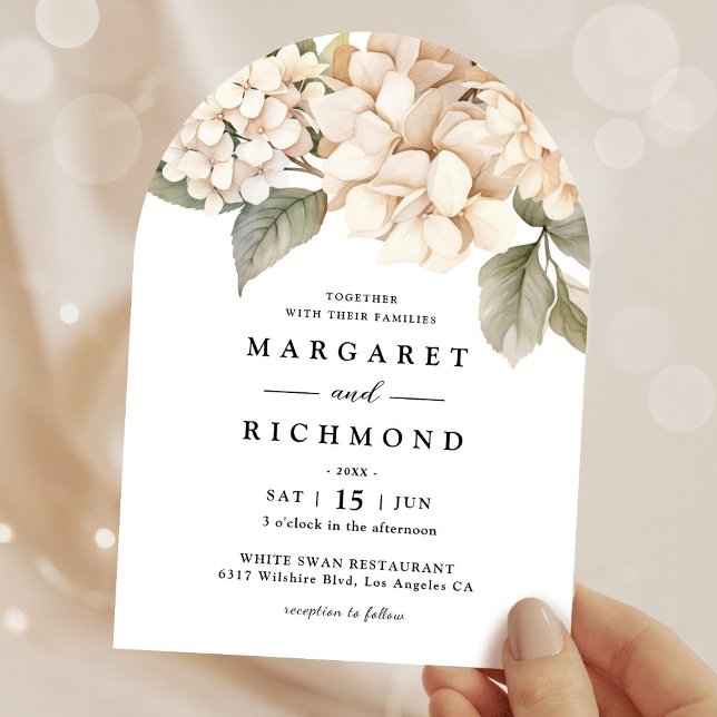 Hydrangea Elegant White Floral Arch Wedding Invitation (Creator Uploaded)