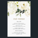Hydrangea Elegant White Gold Wedding Menu Cards<br><div class="desc">Design features elegant hydrangea and rose watercolor elements in shades of white, gold, ivory, and other neutral colours over greenery, eucalyptus and other botanical foliage. This template also features a modern typography layout that consists of cursive and sans serif fonts in light black and gold colour. You can use the...</div>