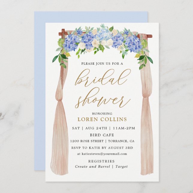 Hydrangea Floral Arch Rustic Bridal Shower Invitation (Front/Back)