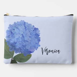 Hydrangea Floral Blooms Custom Name Accessory Pouch