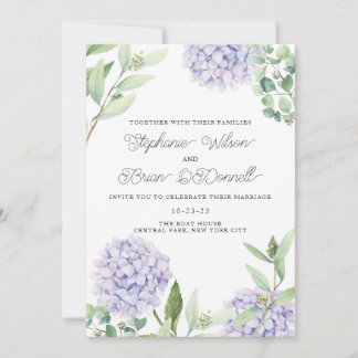 Hydrangea Floral Bouquet Wedding Invitation