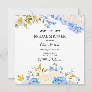 Hydrangea Floral Bridal Shower Save the Date