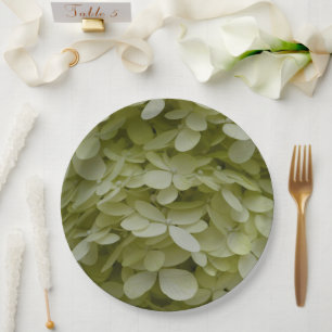 Hydrangea Floral Celadon Green Paper Plate