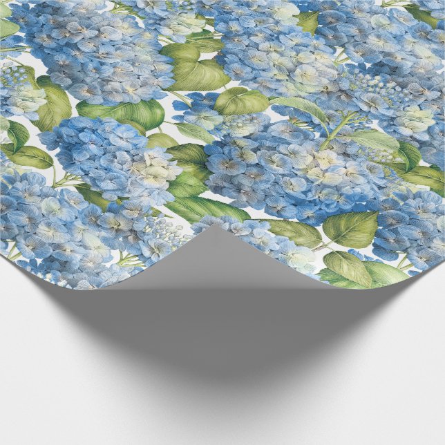 Hydrangea Floral Classic Blue Pattern Wrapping Paper (Corner)