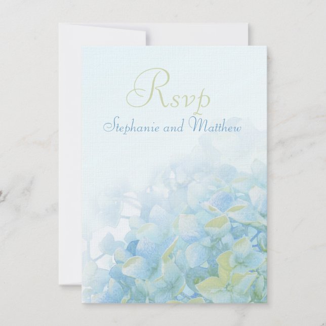 Hydrangea floral formal wedding RSVP Invitation (Front)