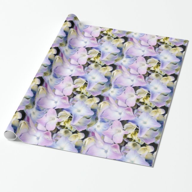 Hydrangea Floral Gift Wrap (Unrolled)
