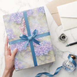 Hydrangea Floral Gift Wrap | Elegant Blue & Lilac