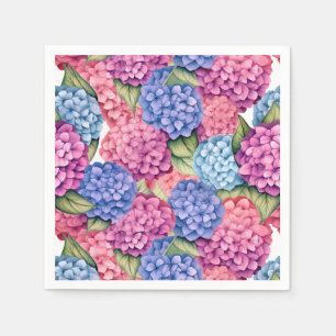 Hydrangea Floral Pink Blue Paper Napkin