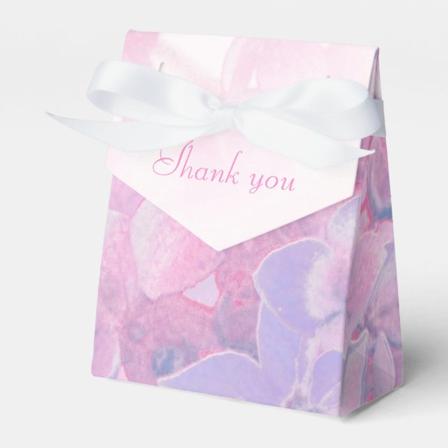 Hydrangea floral purple pink wedding favour box (Front Side)