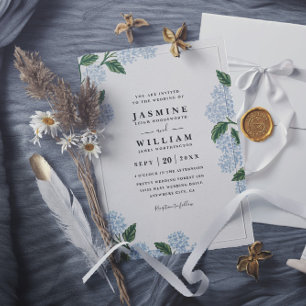 Hydrangea Floral Rustic Elegant QR Code Wedding Invitation