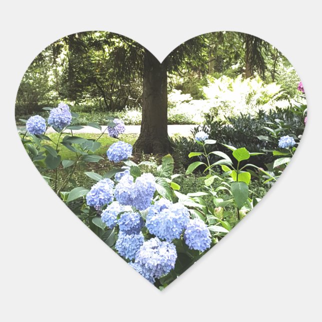 Hydrangea Floral Trees Nature Photography Heart Sticker (Front)